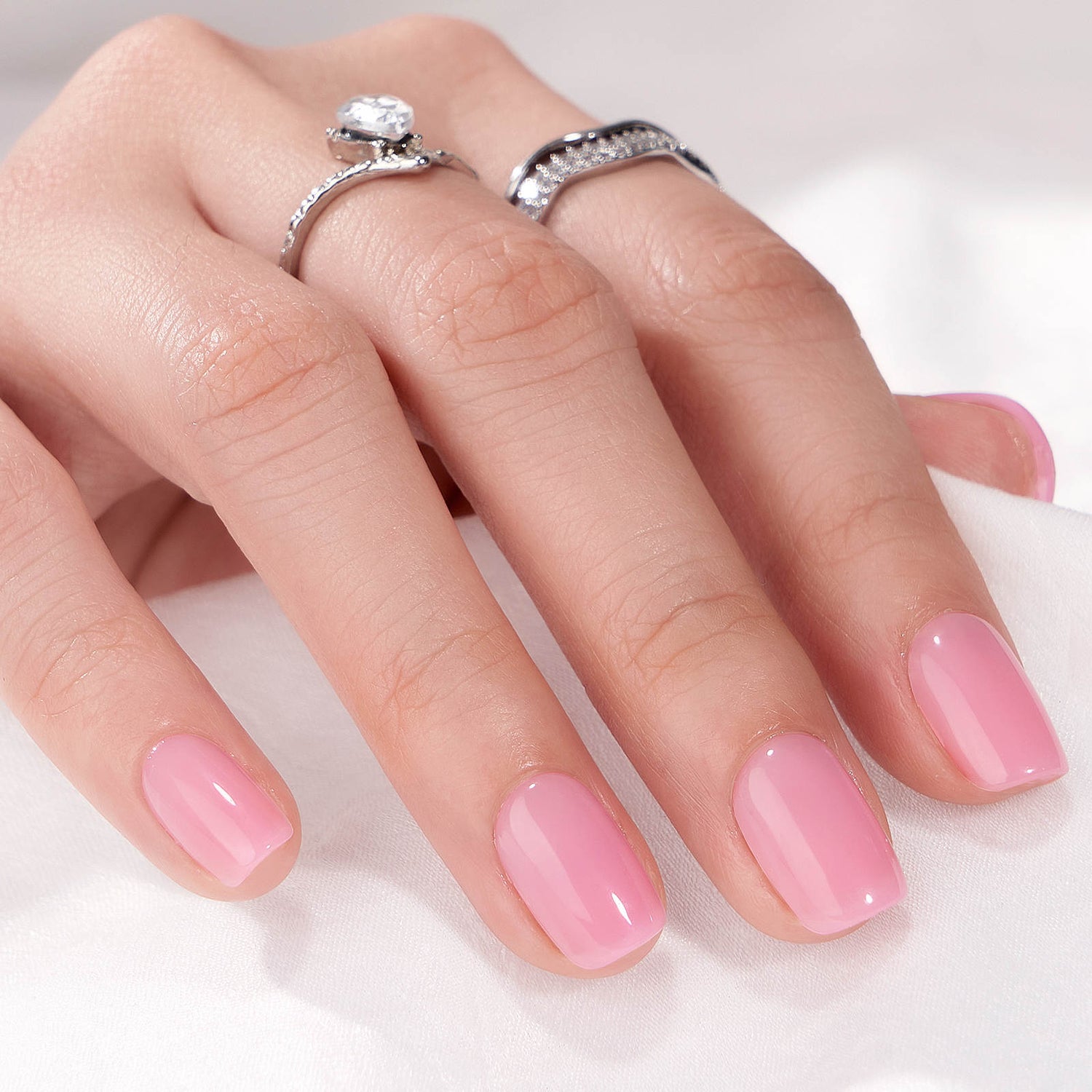 Danell: Light Pink Rhinestone Almond Medium Press On Nails – Material Gurlz  Beauty